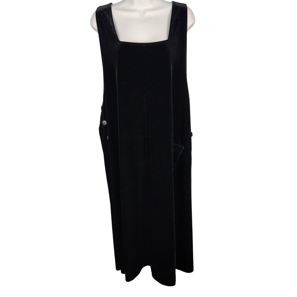 Jacqueline Ferrar Black Velvet Jumper Dress Vintage Plus Size 18 Midi Cross Back